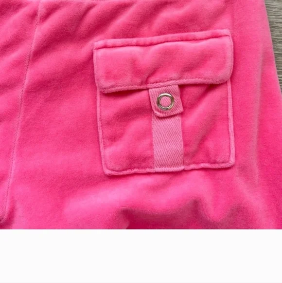Juicy Couture Vintage Pant Women's Medium Hot Pink Velour Y2K Low Rise Wide Leg - Picture 4 of 11